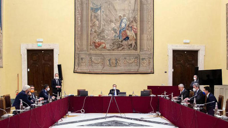 Il Presidente del Consiglio incaricato Mario Draghi incontra a Montecitorio una delegazione dei partiti, 04 febbraio 2021.