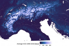 Vista delle Alpi da un satellite.