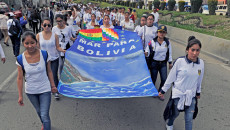 Una manifestazione per la richiesta di uno sbocco al mare per Bolivia in un'immagine d'archivio.