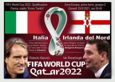 Cartello Qualificazioni Mondiali FIFA 2022, Italia-Irlanda del Nord (elaborazione)