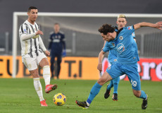 Cristiano Ronaldo in azione contro la Spezia.