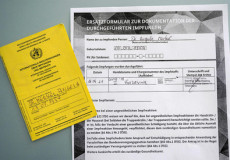 Il certificato di vaccinazione con AstraZeneca di Angela Merkel, in un'immagine postata su Twitter dal suo portavoce.