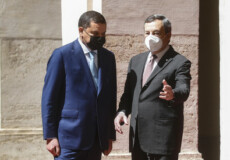 Il presidente del Consiglio, Mario Draghi, e il premier libico Abdulhamid Dabaiba.