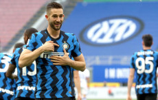 Roberto Gagliardini dopo il primo gol della goleada dell'Inter sulla Sampdoria