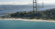 Una elaborazione grafica del progetto definitivo del ponte sullo Stretto di Messina, tratto dal sito www.projectmate.com. ANSA/INTERNET-WWW.PROJECTMATE.COM