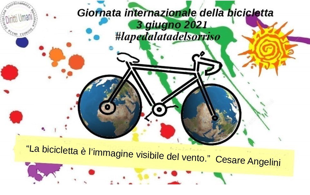 Locandina Giornata internazionale della bicicletta 3 giugno 2021.