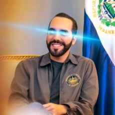 Immagine del presidente di El Salvador Nayib Bukele con il meme dei “laser eye” nel suo profilo Twitter.