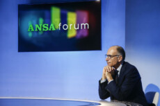 Il segretario del Partito Democratico, Enrico Letta, intervistato dal direttore dellíANSA, Luigi Contu durante un ANSA Forum