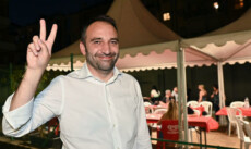 Stefano Lo Russo festeggia presso la bocciolfila La Frejus la vittoria alle primarie del centrosinistra per il candidato sindaco di Torino