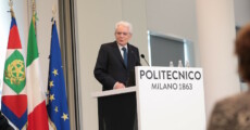 l Presidente della Repubblica Sergio Mattarella nel corso del suo intervento all'inaugurazione del nuovo Campus di Architettura del Politecnico di Milano