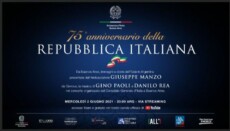 Flyer dell'evento commemorativo del 75 anniversario della Repubblica Italiana.