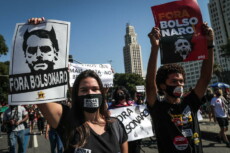 Manifestazione di protesta contro il presidente brasiliano Jair Bolsonaro.