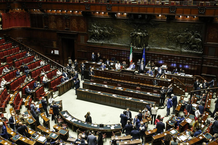 Camera dei deputati durante il voto di fiducia.