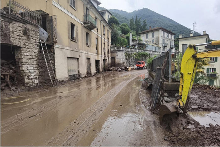 Una delle zone sul lago di Como colpite dal maltempo.