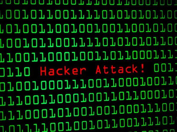 Illustrazione grafica di un attacco hacker sullo schermo di un computer