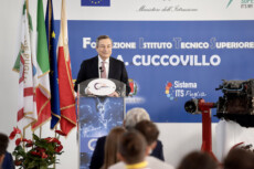 Il Presidente del Consiglio, Mario Draghi, interviene all'ITS "Antonio Cuccovillo".