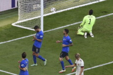 Finalina Nations League: Domenico Berardi (al centro della foto) esulta dopo aver realizzato il 2-0 dell''Italia conto il Belgio