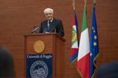 Il Presidente della Repubblica Sergio Mattarella all’Università di Foggia durante il suo indirizzo di saluto, in occasione della cerimonia di inaugurazione dell’anno accademico 2021-2022.
