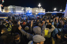 Corteo No Green Pass, Piazza dell’Unità D’Italia, Trieste, Italia, 06 novembre 2021