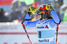 Federica Brignone festeggia la vittoria nel SuperG a St. Moritz