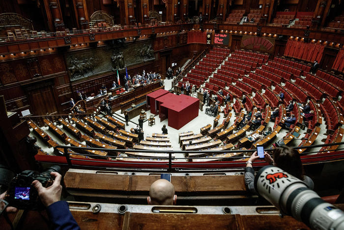 Vista generale della Camera dei deputati durante la votazione per l'elezione del Presidente della Repubblica.