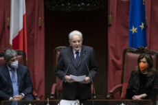 Il Presidente della Repubblica Sergio Mattarella davanti al Parlamento in seduta comune per la cerimonia di giuramento
