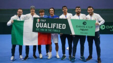 Nella foto d'archivio la squadra azzurra il giorno delle qualificazioni alla Coppa Davis.