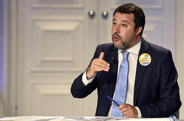 Matteo Salvini in una foto d'archivio durante la trasmissione Porta a Porta
