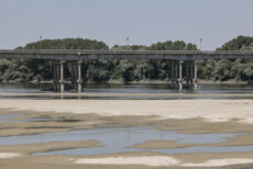 Il fiume Po in secca a Sermide in provincia di Mantova .19 Giugno 2022