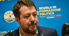 Lega Matteo Salvini interviene alla scuola di formazione politica del partito a Milano