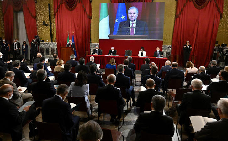 Il governatore della Banca d'Italia, Ignazio Visco, durante la presentazione della Relazione annuale della Banca d'Italia a Palazzo Koch, Roma,