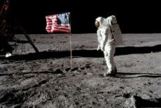 La storica passeggiata di Buzz Aldrin sulla Luna.