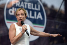 Giorgia Meloni chiude la manifestazione 'Piazza Italia' organizzata da Fratelli d'Italia a Piazza Vittorio Roma