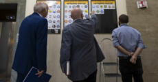 I contrassegni elettorali per le elezioni politiche, esposti all'interno del Viminale, Roma,