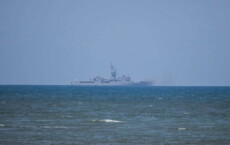 In una foto del Ministero della Difesa di Taiwan un fregata taiwanese durante le esercitazioni nello stretto.