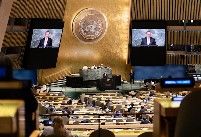 Il Presidente del Consiglio, Mario Draghi, interviene all'Assemblea Generale delle Nazioni Unite