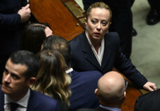 Giorgia Meloni in Parlamento per l'elezione del presidente della Camera dei deputati