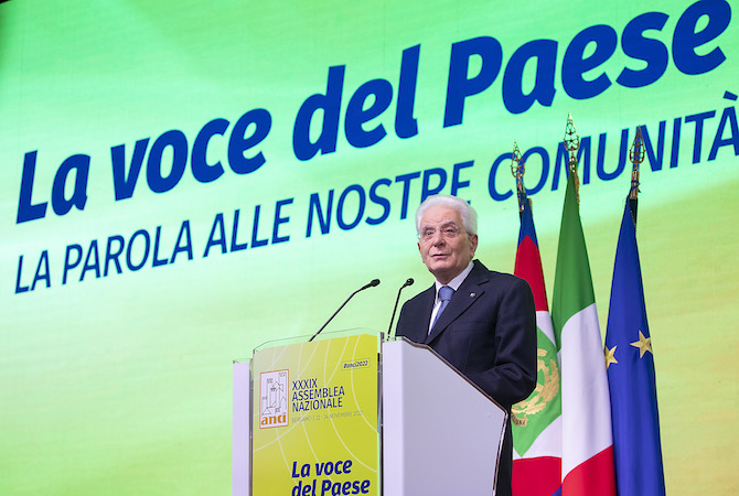 Il Presidente della Repubblica Sergio Mattarella in occasione dell’Assemblea ANCI
