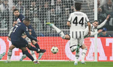 Kylian Mbappè mette a segno il gol dello 0-1 contro la Juve all'Allianz Stadium.