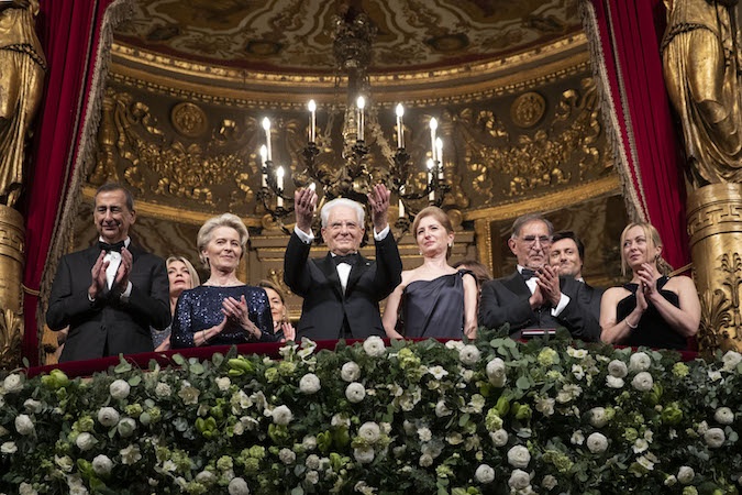 Il Presidente della Repubblica Sergio Mattarella e la Sig.ra Laura, all'inaugurazione della stagione d’opera e balletto 2022-2023 del Teatro alla Scala