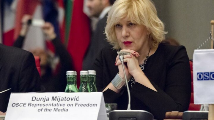 Dunja Mijatovic durante una conferenza stampa.