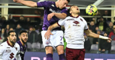 Luka Jovic in azione nella partita di Coppa Italia vinta dalla Fiorentina sul Torino al Franchi.