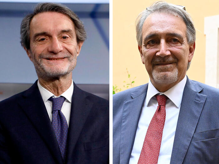 Nella foto: Attilio Fontana e Francesco Rocca, eletti rispettivamente presidenti della Lombardia e del Lazio.