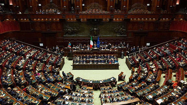 L'aula della Camera dei Deputati durante il question time del presidente Giorgia Meloni.