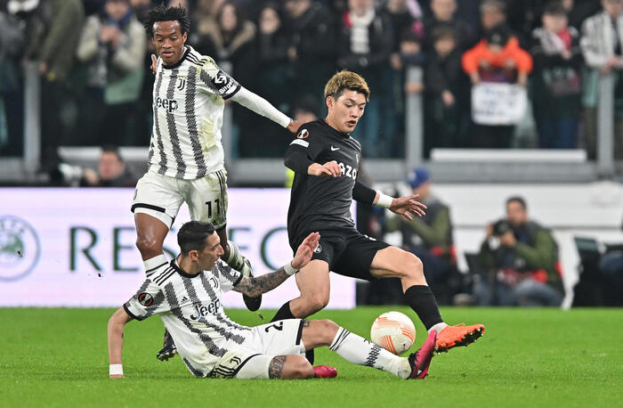 Angel Di Maria in azione nella partita vinta dalla Juve contro i Friburgo.