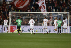 Il gol di Andrea Pinamonti per il momentaneo vantaggio del Sassuolo sul Torino.